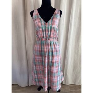 J. Crew Pink & Green Gingham Plaid Cotton Voile ☀️ Dress Cottage Core 🪻Preppy L